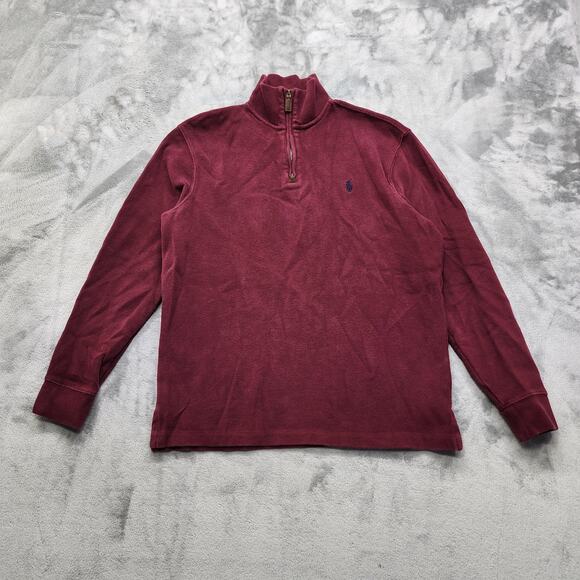 Polo Ralph Lauren Other - Vintage Polo Ralph Lauren Mens M Sweatshirt Burgundy Red Blue Pony Quarter Zip